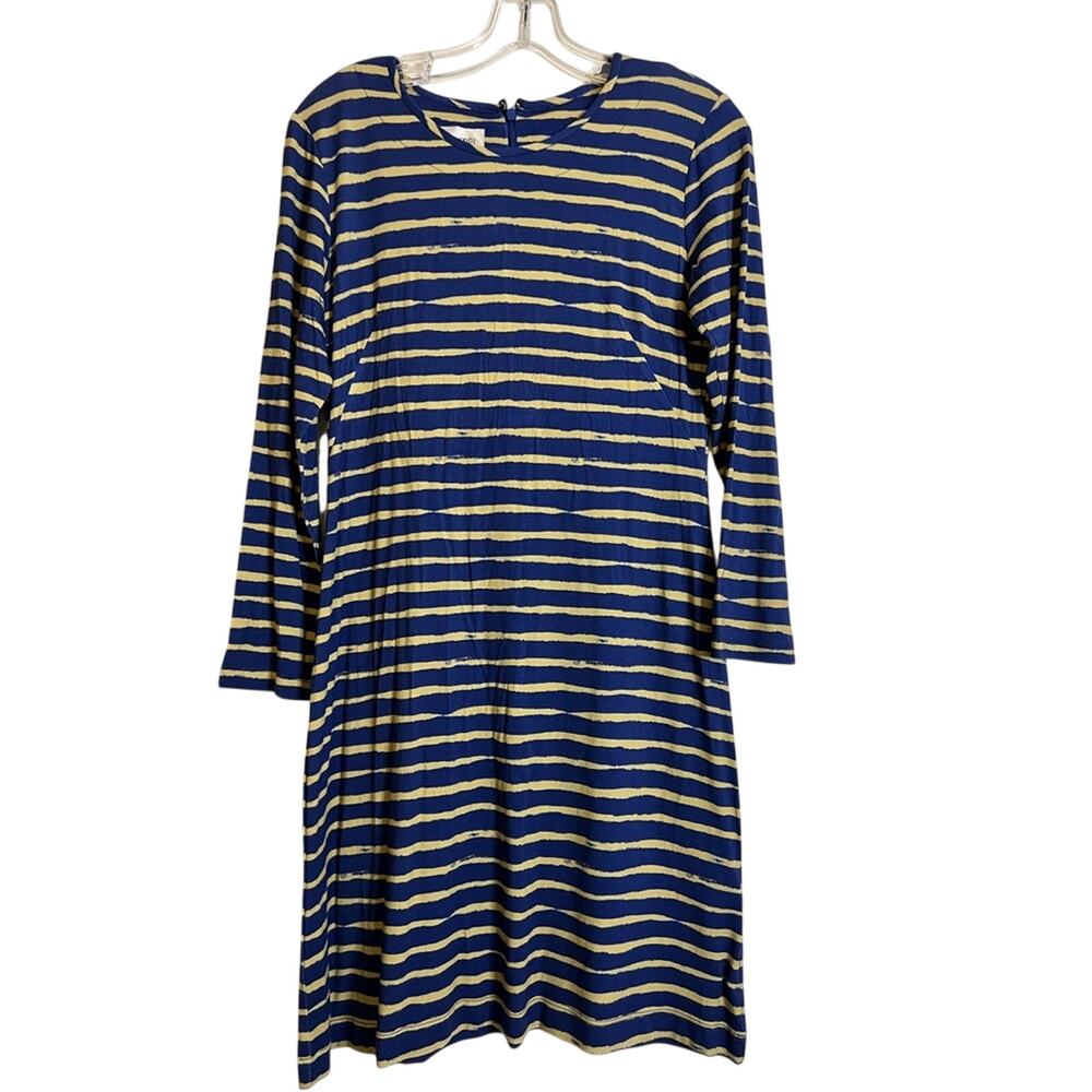 NWT Sara Campbell Blue Tan Striped Long Sleeve Dress SZ Small